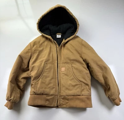 Carhartt Youth Small Brown Duck Coat Jacket 8/10 No Zipper Pull Workwear - Image 1 of 4