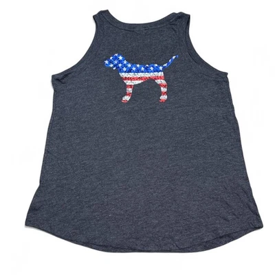 Camiseta sin mangas Victoria's Secret ROSA para mujer talla mediana gris lentejuelas cachorro americano Foto 1 de 4