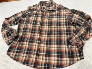 Eddie Bauer Shirt Men's 3xlg Plaid Flannel Long Sleeve Rexlaed Fit Damage Elbow - Picture 1 of 11