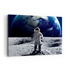 Wandbilder 120x80cm Leinwandbild Astronaut Mond Erde Raum XXL Bilder Wanddeko