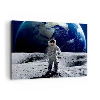 Wandbilder 120x80cm Leinwandbild Astronaut Mond Erde Raum XXL Bilder Wanddeko - Bild 1 von 4