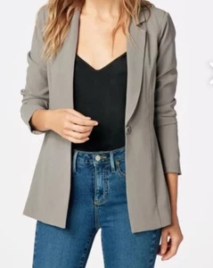 SALE!!! Justfab Single Breasted Blazer Plum Kitten Gray Womens Size L - Picture 1 of 1