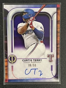 CURTIS TERRY 2022 Topps Tribute AUTO PURPLE Parallel Rangers Twins /50 #TA-CUT