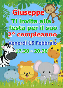 Invito digitale animali compleanno battesimo party stampabile personalizzato 