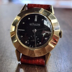 Vintage LECOULTRE faceted  Case BLACK dial Watch - Picture 1 of 3