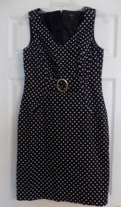 NEW Women's Tahari Arthur S. Levine Dress Black White Polka Dot Size 8 - Picture 1 of 6