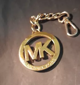 Michael Kors Yellow Gold Tone S/ Steel MK Logo Purse Bag Charm Pendant Key Chain - Picture 1 of 4