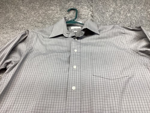 VANS Van Heu Camicia Uomo 15 1 2 34 35 Grigio Medio Check Grid Pinpoint Oxford