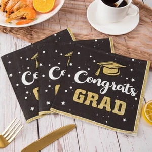 Tovaglioli Laurea Festa Fazzoletto Carta Dottorato Cappello Stampato Motivo 3 Pezzi - Foto 1 di 11