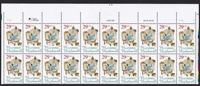 Scott #2839 29¢ Norman Rockwell Plate Block of 20 Stamps - MNH Top - Image 1 of 2