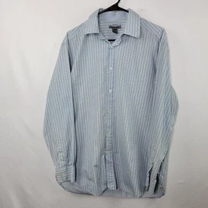 Johnston & Murphy Tailored Fit Blue Long Sleeve Cotton Shirt Men's Size Large - Picture 1 of 9