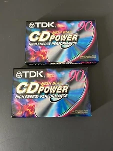 Two Sealed TDK PWR-90 CD Power High Bias 90 min Blank Cassette Tape Type II New - Picture 1 of 4