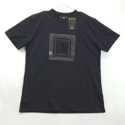 NEW Casa Moda Couture Shirt Mens Large Black Trendy Lion Short Sleeve Baroque - Image 1 of 4