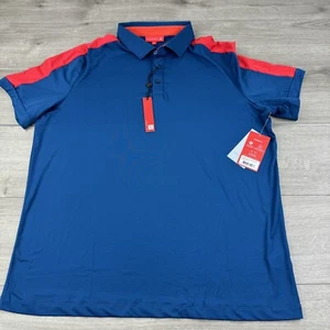 Camisa polo de golf Redvanly Evans para hombre PUREpoly Tech XL Admiral azul rojo nueva con etiquetas - Imagen 1 de 8