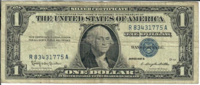 1957B 1$ Silver Certificate - Blue Seal, Motto - KOG/CDD R83431775A - #13508 - Image 1 of 2