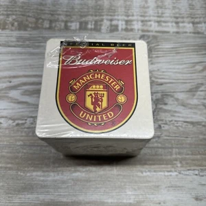 50 alfombrillas de colección Manchester United fútbol Budweiser Beer Pub Coaster Reino Unido - Imagen 1 de 7