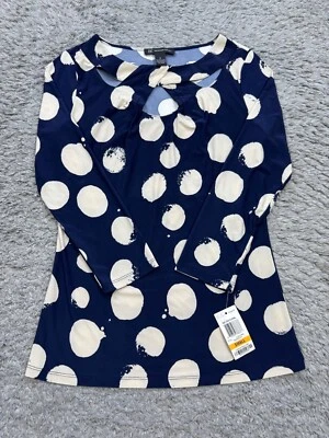 Blusa INC International Concepts Top Mujer Pequeña Azul Tempera Lunares Nueva con Etiquetas Foto 1 de 4