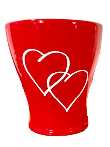 Collectible Red Ceramic Vase/Container W/White Hearts By Edible Arrangements 6”T - Picture 1 of 9