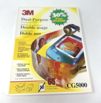 *OPEN BOX* 37 SHEETS COUNTED 3M TRANSPARENCY FILM Dual Purpose CG5000 - Image 1 of 2