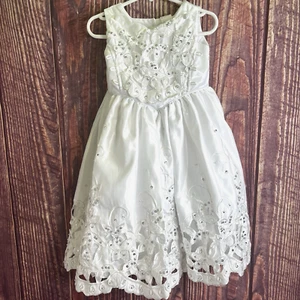 Robe formelle blanche vintage fille made in USA taille 1 fleur fille communion - Photo 1/18