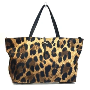 Salvatore Ferragamo Gancini Leopard leopard pattern Tote Bag Brown x Black - Bild 1 von 12