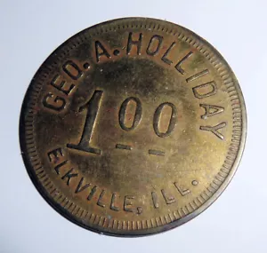 Ficha comercial ELKVILLE Illinois Ingle 1914 G. Holliday GF 1,00 - Imagen 1 de 2