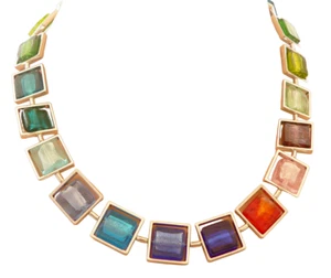 Necklace Chain Glass Murano Art Lampwork Red Green Blue Yellow Multi-Color Colorful 294 - Picture 1 of 12