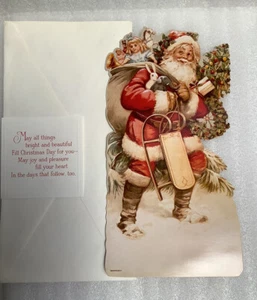 Tarjeta de Navidad Hallmark Repro Stand Up antigua de Santa - Imagen 1 de 2