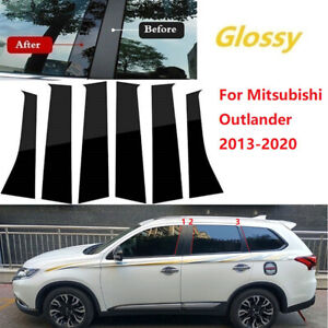 6pcs Glossy Black Pillar Posts Cover Trim Kit For Mitsubishi Outlander 2013-2021