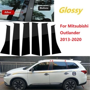 6x Glossy Black Pillar Posts Cover Trim Kit For Mitsubishi Outlander 2013-2021 - Foto 1 di 6