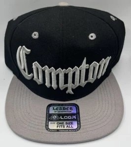 Neu Leader of Generation LOGA COMPTON schwarz & silber Druckknopflasche Mütze Logo Einheitsgröße - Bild 1 von 5