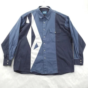 Camisa Wrangler De Colección Para Hombres 3XL Azul Manga Larga Cepillo Popper Perla Snap *agujero - Imagen 1 de 10