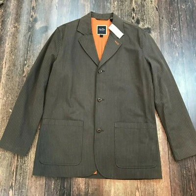 Blazer INDIGO PALMS Raphoe Grande Nuevo con Etiquetas $225 Rayas 3 Botones Tommy Bahama Marrón Foto 1 de 4