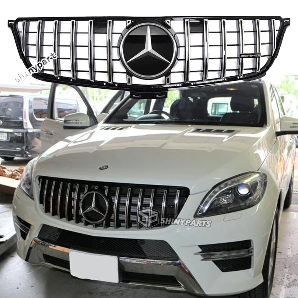 Grelha dianteira para 2012 2013-2015 Mercedes Benz W166 ML350 grade de para-choque com emblema - Imagem 1 de 4