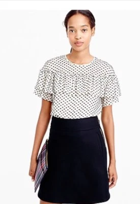 Top J.Crew Edie en punto clip texturizado $98, talla 6, blanco, nuevo Foto 1 de 4