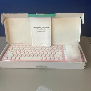 Pink 2.4G Slim Ergonomic Wireless Keyboard and Mouse Combo KS45-2 - Photo 1/2