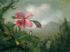 Orchids and Hummingbird Mountain Waterfall Hand Painted Oil Painting Repro Art