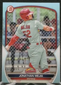 Jonathan Mejia /499 Sky Blue Parallel 2023 Bowman #BP-15 St Louis Cardinals  - Picture 1 of 7