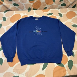 VINTAGE Walt Disney World Mickey Sweatshirt Adult XL Extra Large Blue Colorful - Picture 1 of 12