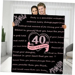 Happy 40th Birthday Blanket Gift for Women, 40 Years Old Birthday Ideas Gift - Picture 1 of 7