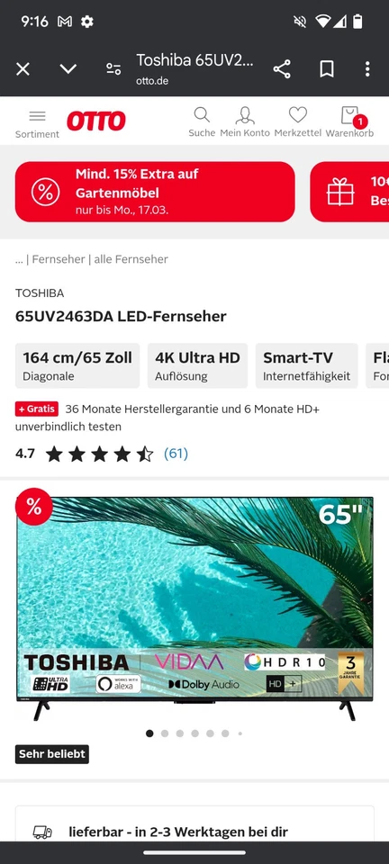 Toschiba 55" CT-8543 - Bild 1 von 1