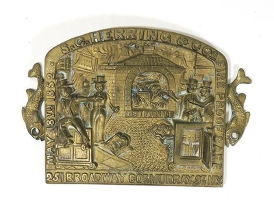 Antiguo S.C. Herring & Co. Placa segura insignia bronce ~ 251 Broadway NY Foto 1 de 3