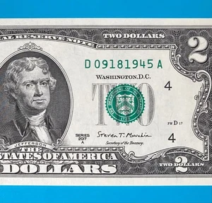 September 18, 1945 (D 09181945 A) BIRTHDAY Note $2 Two Dollar Bill *UNC* . - Picture 1 of 4