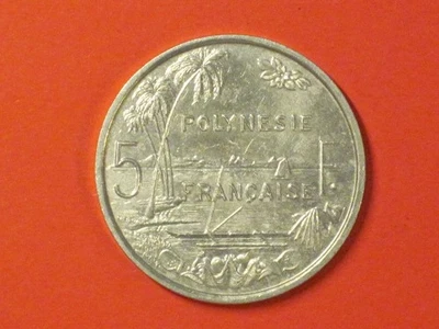 1984   5 Francs -  French Polynesia  KM# 12  Very nice example! - Image 1 of 4