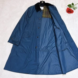 Barbour Trench Coat Jacket Blouson Men Size 42 Navy Blue Cotton Corduroy - Picture 1 of 9