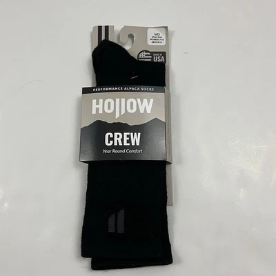 New Hollow Performance Alpaca Crew Socks Medium Unisex Adult Black 46% Alpaca - Image 1 of 4