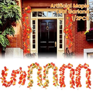 Autumn Fall Leaf Garland 172cm Hanging Maple Plant Garland Artificial stRki - Picture 1 of 16