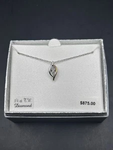 Two Tone 10kt Over Sterling Silver T.W. 1/4 Cttw Diamond Pendant On 18in Chain - Picture 1 of 3