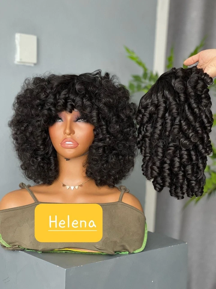 100% Vietnamese Human Hair SDD Rose Curls with Bangs Free Shipping. 250% Density - Image 1 of 2