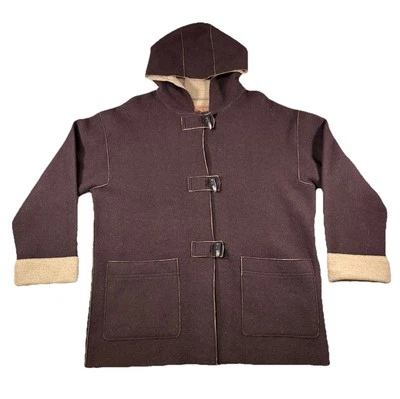 Abrigo De Colección Lauren Ralph Lauren Mezcla de Lana Marrón Con Capucha Palanca Botón • Para Mujer’s XL Foto 1 de 4